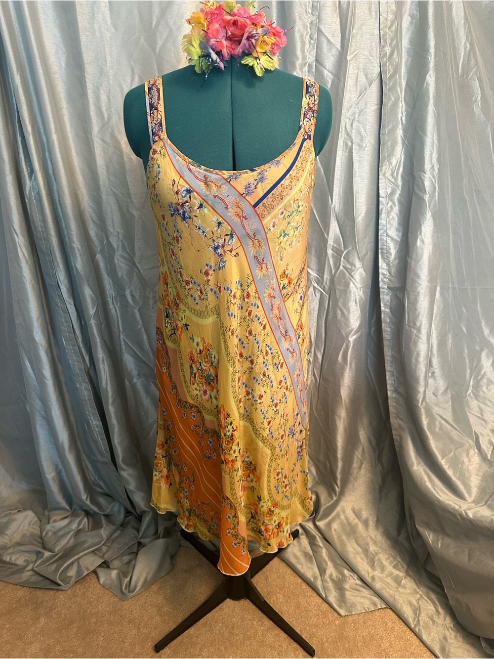 Johnny Was Yellow Floral reversible Slip Dress XL